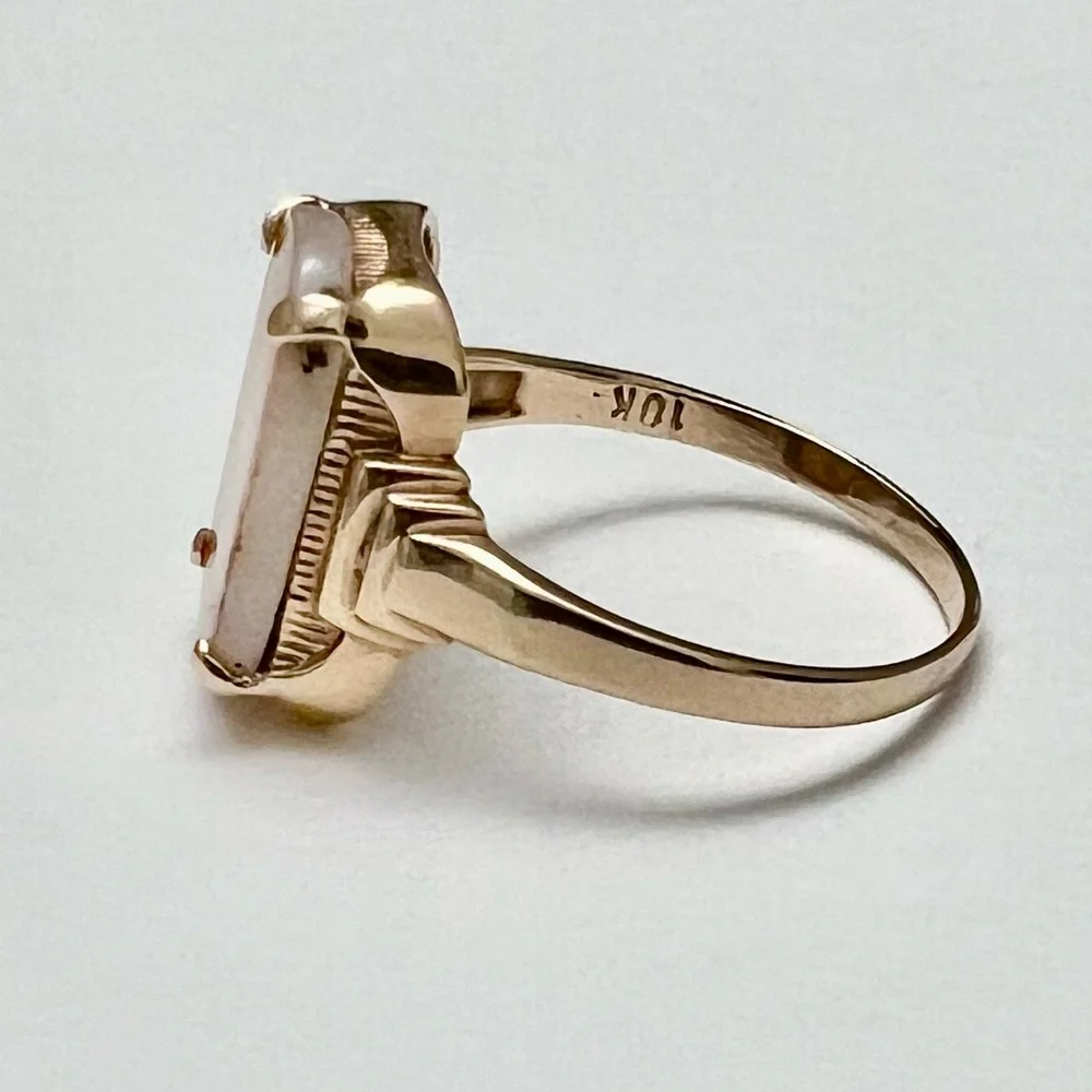 10k Vintage Rose Gold and Dendritic Agate Ring - Picture 4 of 10